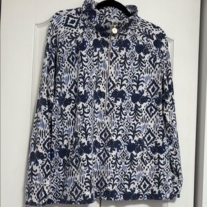 Blue and White Patterned Women's Top